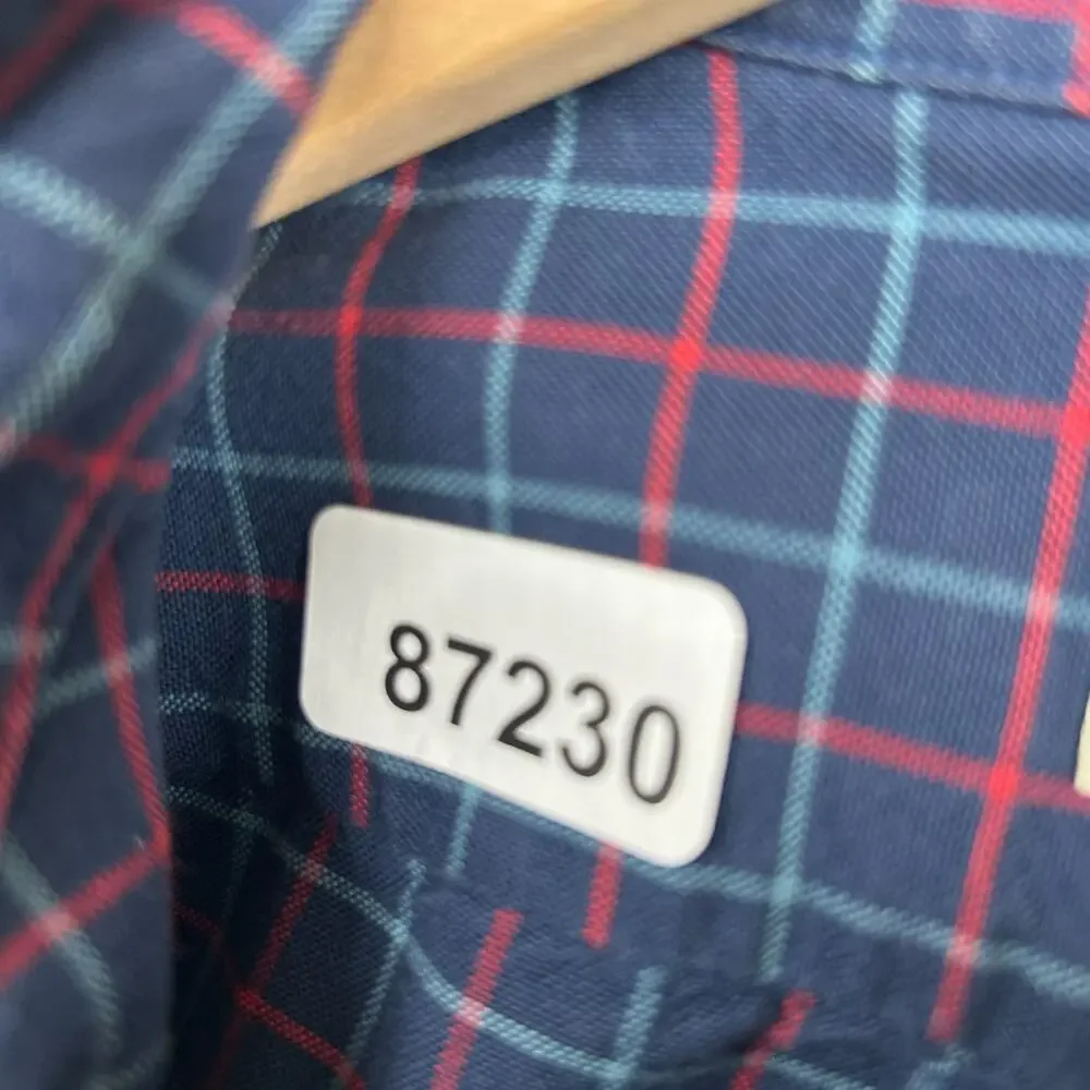 J.CREW Shirt Mens S All Cotton Oxford Slim Fit Tattersall Check Button Up Blue